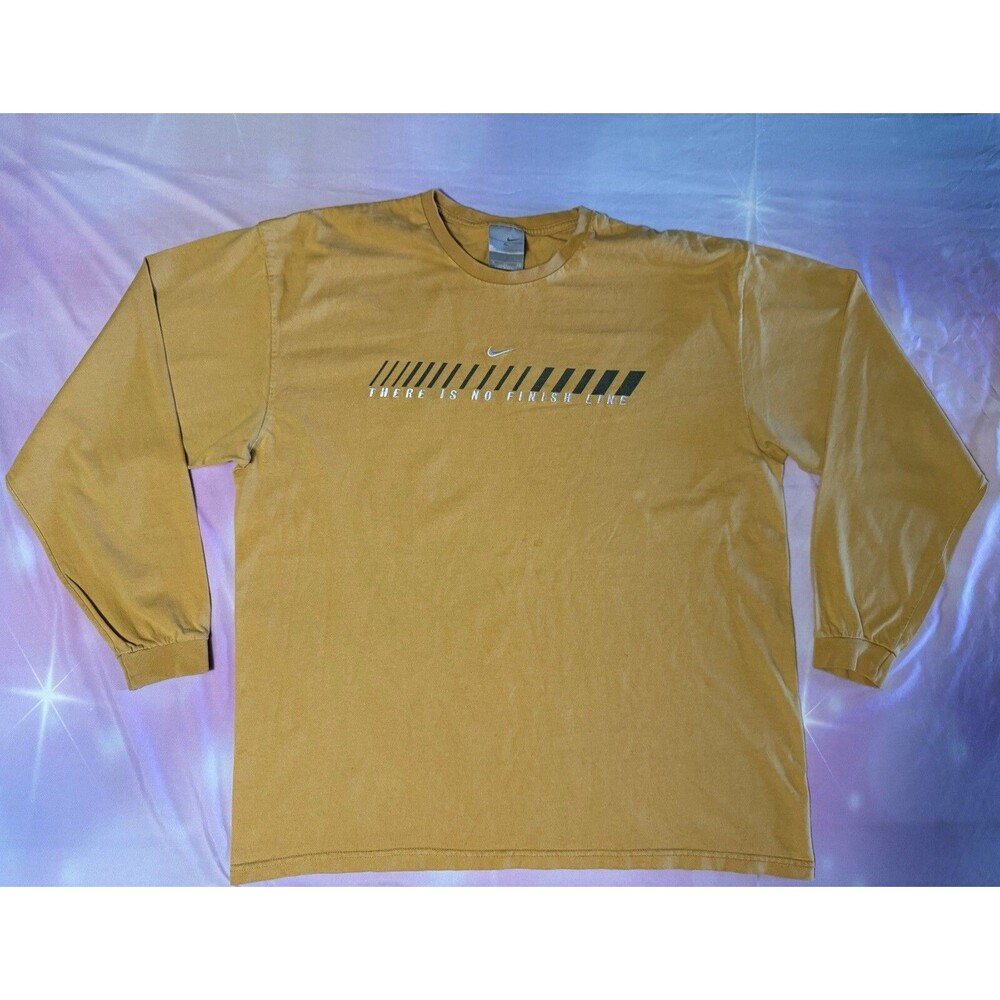 VTG Nike Long Sleeve XL X-Large Yellow There Is No Finish Line Shirt